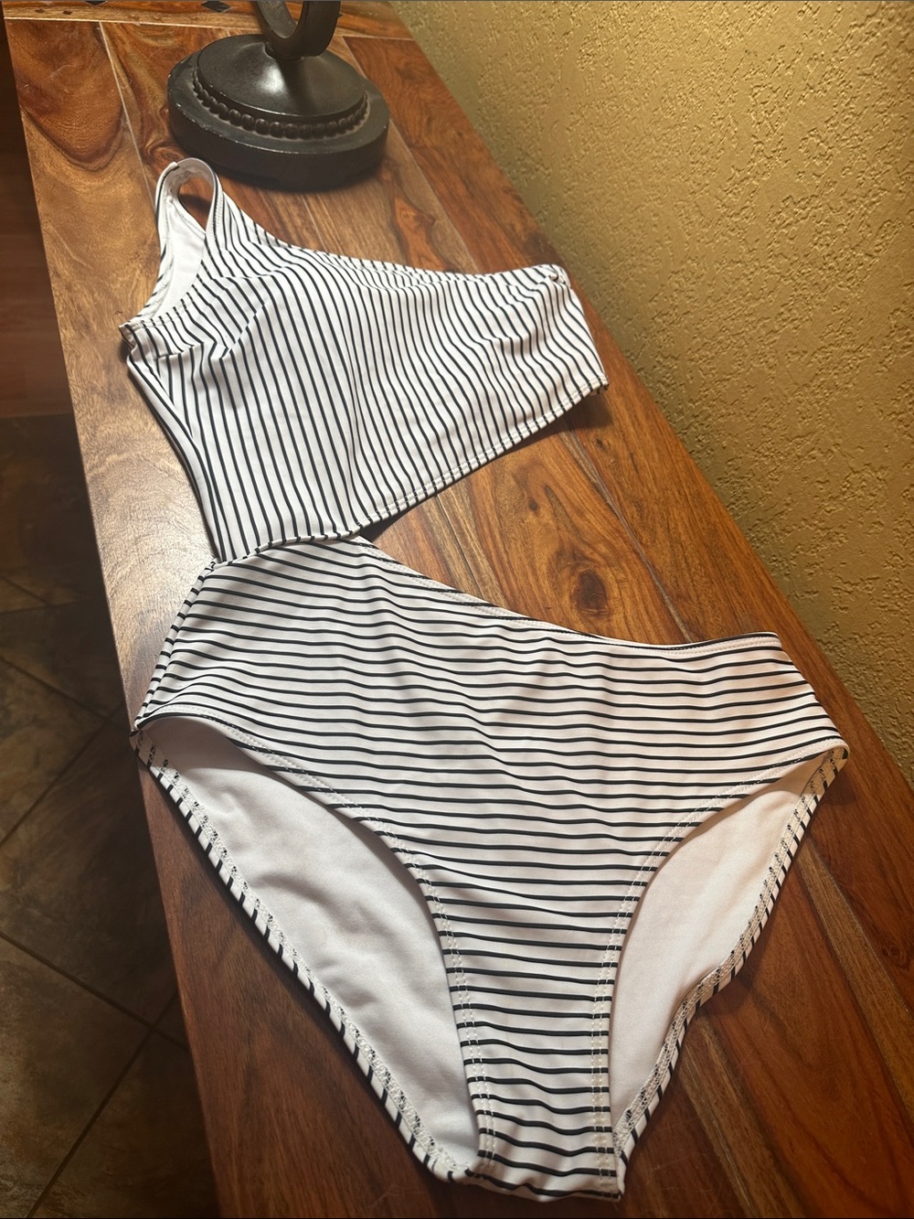Striped Swimsuit in White and Black